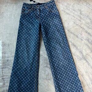 LOUIS VUITTON jacquard all-over print zip-up jeans